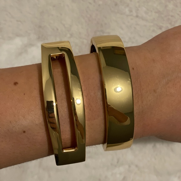 ZARA- Bracelets (Pack of 2) Gold Pulseras Rigidas M - Picture 2 of 5